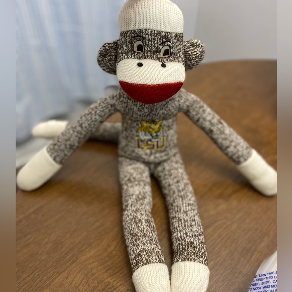 LSU Brown and White Stuffed Animal Sock Monkey